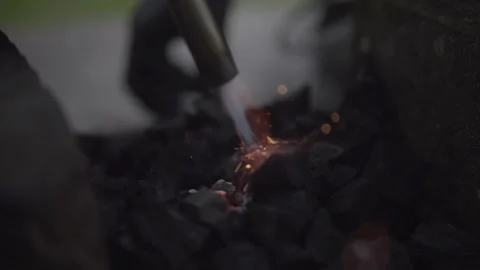 Burning charcoal fire Stock Footage 271175461