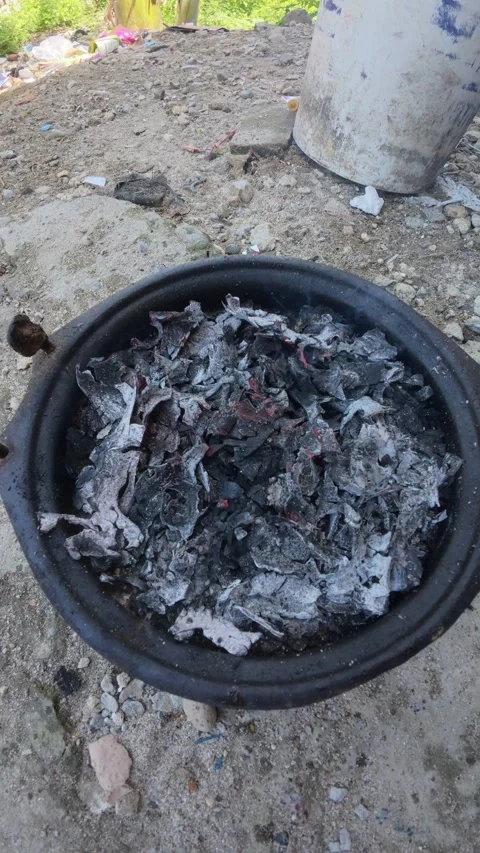 Burning charcoal in the grill. Preparing to grill chicken Stock Footage 300522354