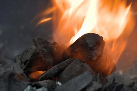 Burning charcoal Stock Photos
