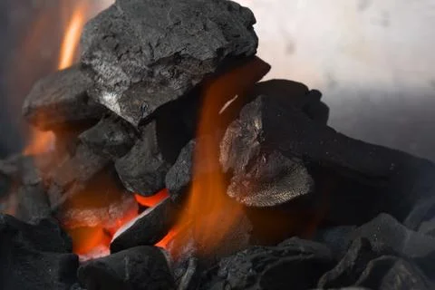 Burning charcoal Stock Photos