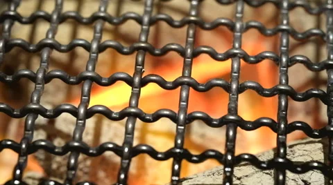 Burning charcoal preparing for Barbecue Video stock 43068616