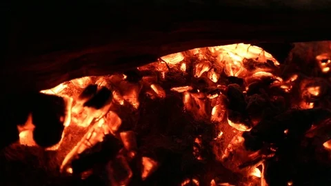 Burning charcoals flame. Stock Footage 86257662