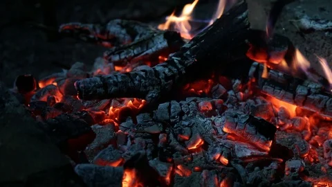 Burning charcoals flame. Stock Footage 86257665
