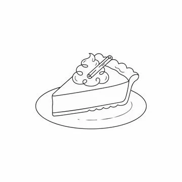 Burning cheesecake slice with candle line art Silhouette Stock Illustration