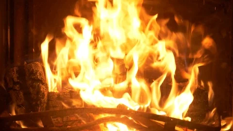 Burning Chimney - Fireplace - Slow Motion Stock Footage 84646531