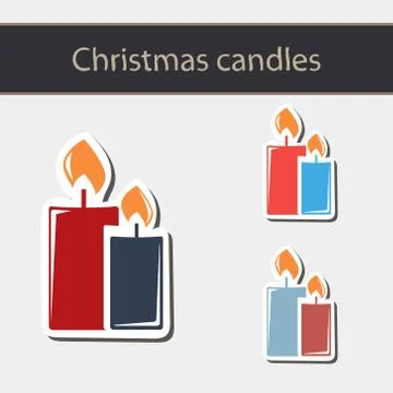 Burning Christmas candle. Stock Illustration