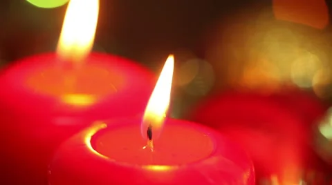 Burning Christmas candles. Macro background Stock Footage 67357649
