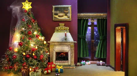 Burning christmas tree longversion (normal speed) Video stock 23039370