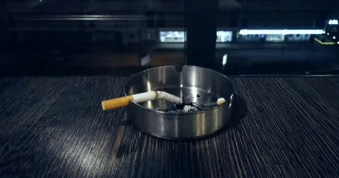 Burning cigarette full horizontal timelaps Stock Footage 147105422