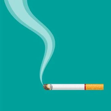 Burning cigarette with smoke Illustrazione stock