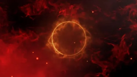 Burning circle of fire green screen background Video stock 266997749