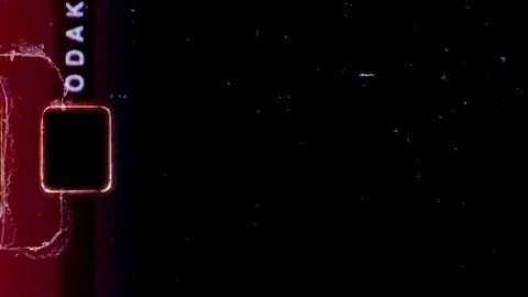 Burning circular mask transitioning on black background with light leaks Stock Footage 314152217