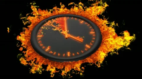 Burning clock Stock Footage 12541973