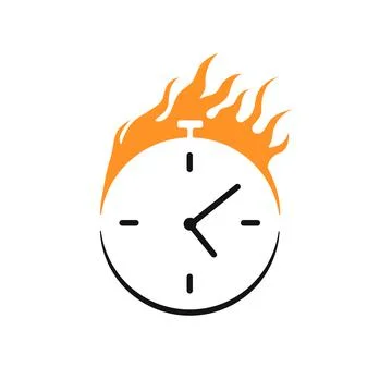 Burning clock icon. Symbolic project deadline Illustrazione stock