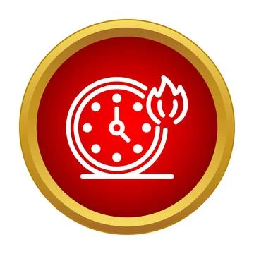 Burning clock icon symbolizing time limit and urgency Stock Illustration