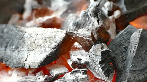 Burning coal. Close up of red hot coals glowed in the stove 스톡 동영상 66878979