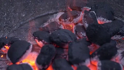 Burning coal. Coal and fire slow motion Stock Footage 75236461