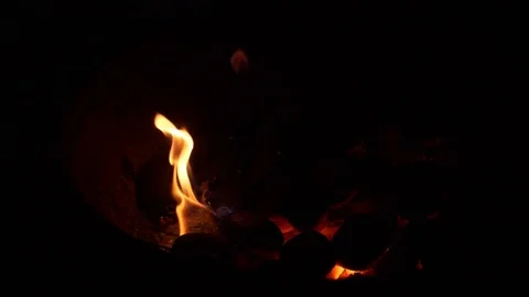 Burning coal. Coal and fire slow motion Stock Footage 75237870