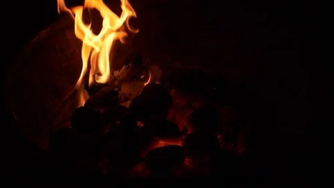 Burning coal. Coal and fire slow motion Stock Footage 75238435