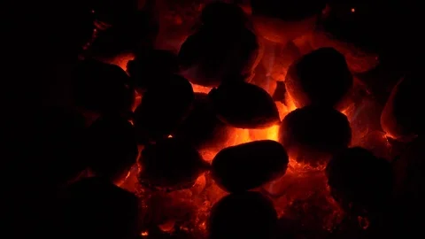 Burning coal. Coal and fire slow motion Stock Footage 75238484