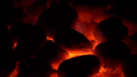 Burning coal. Coal and fire slow motion Stock Footage 75238572