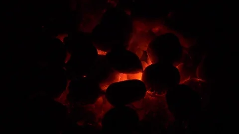 Burning coal. Coal and fire slow motion Stock Footage 75238703