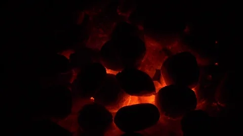 Burning coal. Coal and fire slow motion Stock Footage 75238798