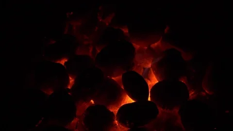 Burning coal. Coal and fire slow motion Stock Footage 75238871