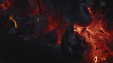 Burning coal in the dark Stock Footage 157607860