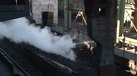Burning coal is extinguished with water. top view 스톡 동영상 56814446