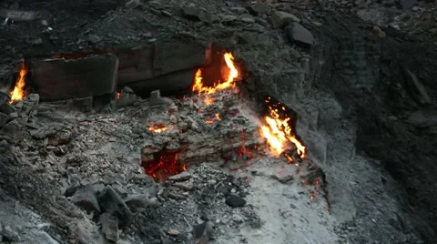 Burning Coal Stock Footage 58314239