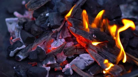 Burning coal mine hot coals pile energy in 4k HD 스톡 동영상 334651765