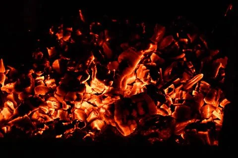 Burning coals and fire Stock Photos