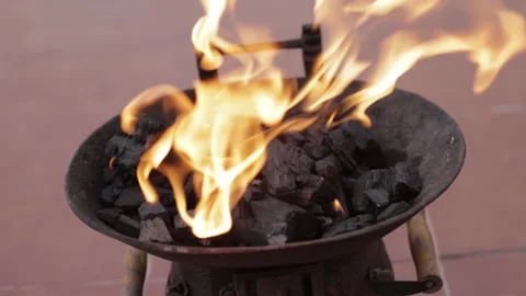 Burning coals in the barbecue grill Stock Footage 147173484