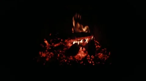 Burning coals in the bath in the firebox Stock Footage 212999443