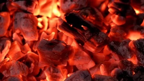 Burning coals close-up Stock Footage 82715744