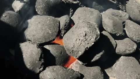 Burning coals close-up Stock Footage 318631667