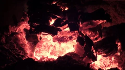 Burning coals. Closeup view. Stock Footage