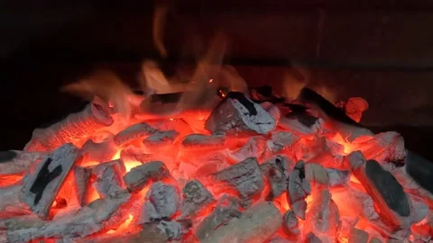 Burning Coals in the Fire 1 Stock Footage 237470654