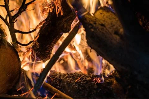 Burning coals from a fire abstract background Stock Photos