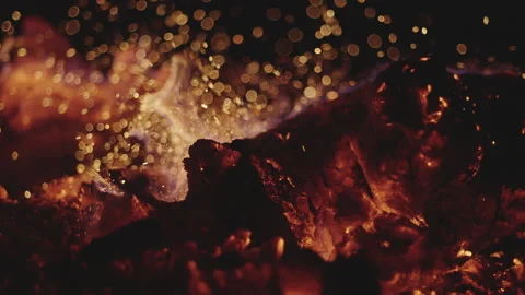 Burning coals from a fire Stock Footage 150697440