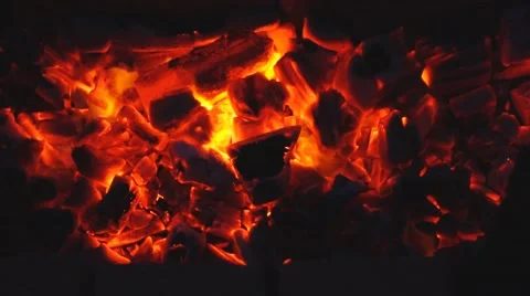 Burning coals in the fireplace Stock Footage 68200930