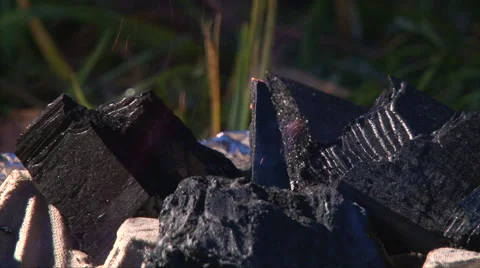 Burning coals flame in brazier bbq grille, close up shoot 스톡 동영상 63210029