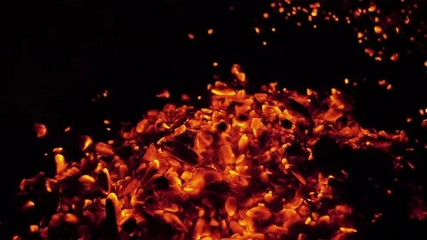 Burning coals in the grill Stock Footage 140867442
