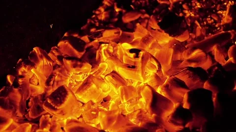 Burning coals in the grill Stock Footage 140867503