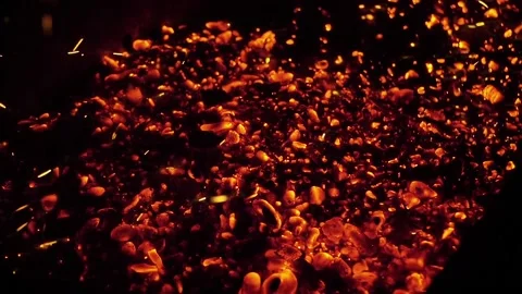 Burning coals in the grill Stock Footage 140867549