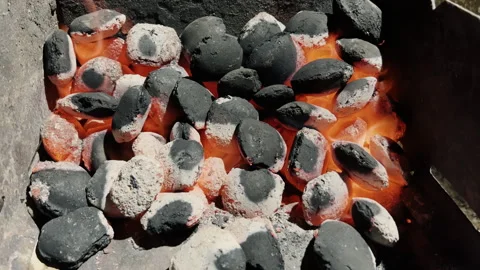 Burning coals in the grill 스톡 동영상 316458234