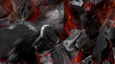 Burning coals in the grill. Summer BBQ. Close up Stock Footage 155774814
