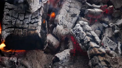 Burning coals for grilling Video stock 166634078