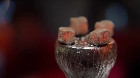 Burning coals of a hookah Stock Footage 243563814